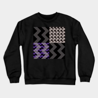 'Ziggy' - in Purple, Lilac and shades of Grey on a Black and Charcoal Grey base Crewneck Sweatshirt